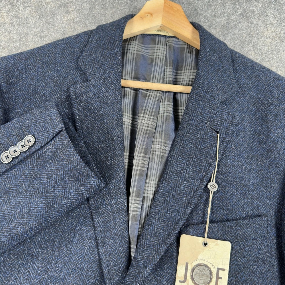Joseph Abboud Blazer Mens 42S Blue Herringbone Wool JOE Slim Fit Sport Coat